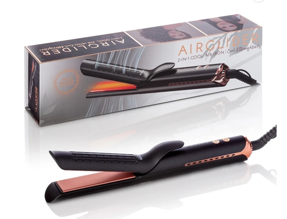 Cortex Beauty AirGlider 2 In 1 Cool Air Flat Iron Black Rose Gold